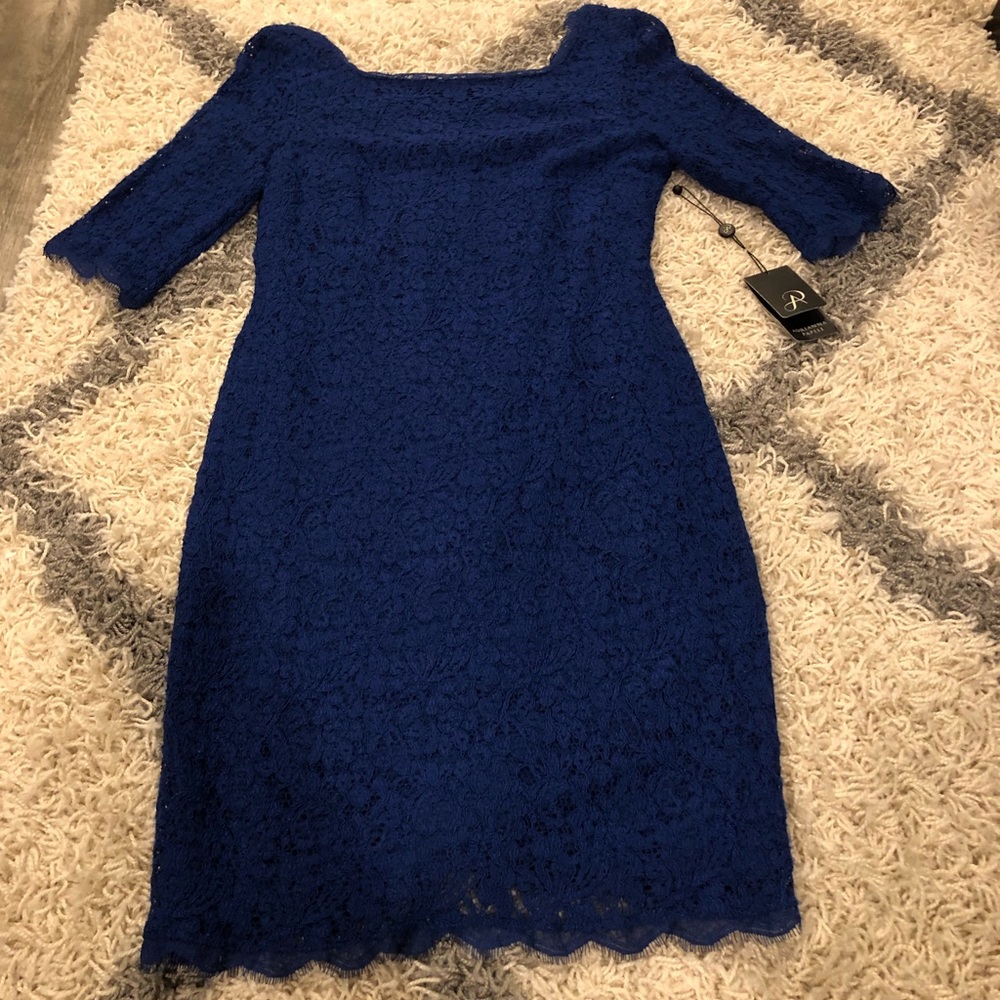 ADRIANNA PAPELL blue zip up dress - Picture 3 of 7